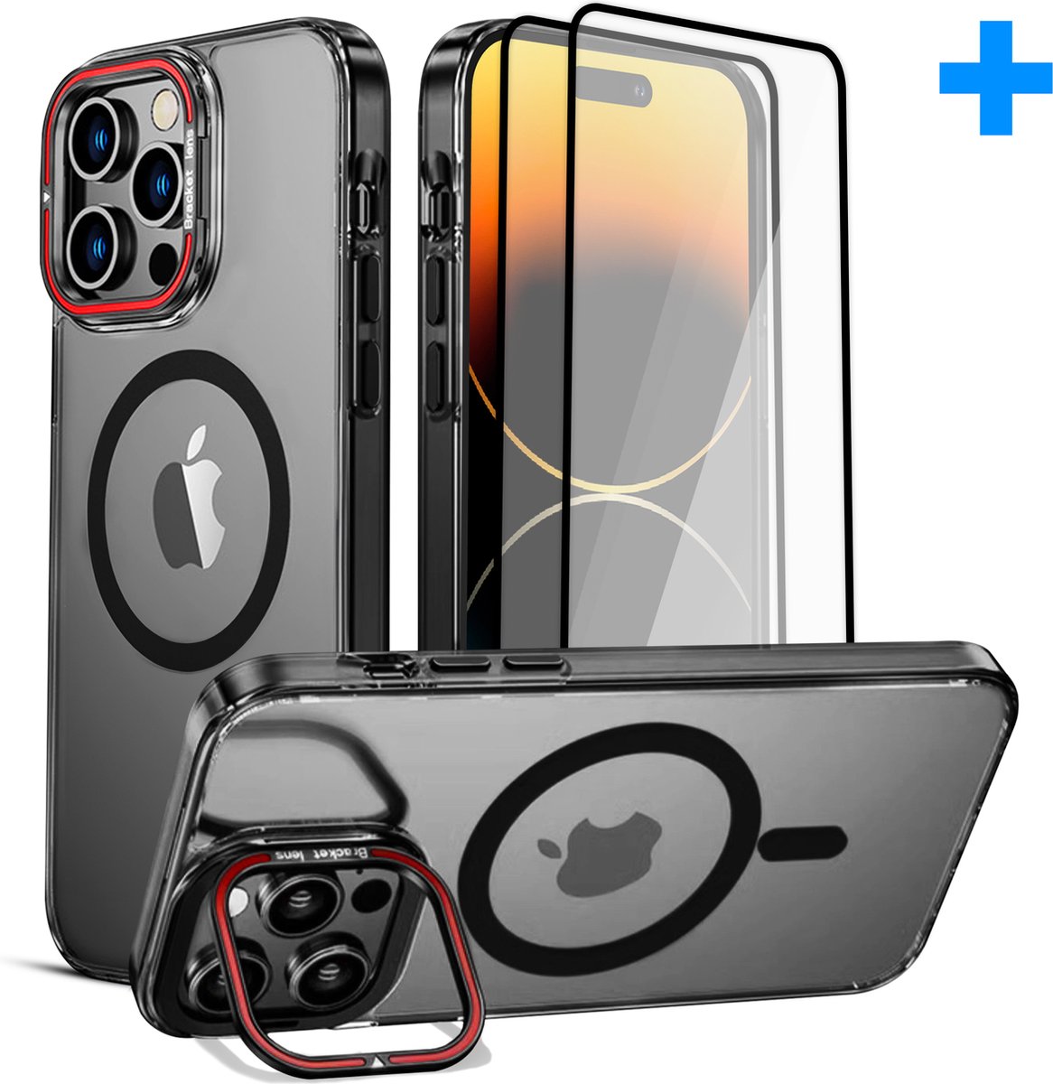 Smartphone avec trois caméras et accessoires