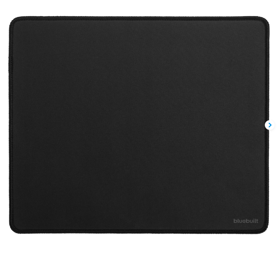 Zwarte muismat met blauw logo