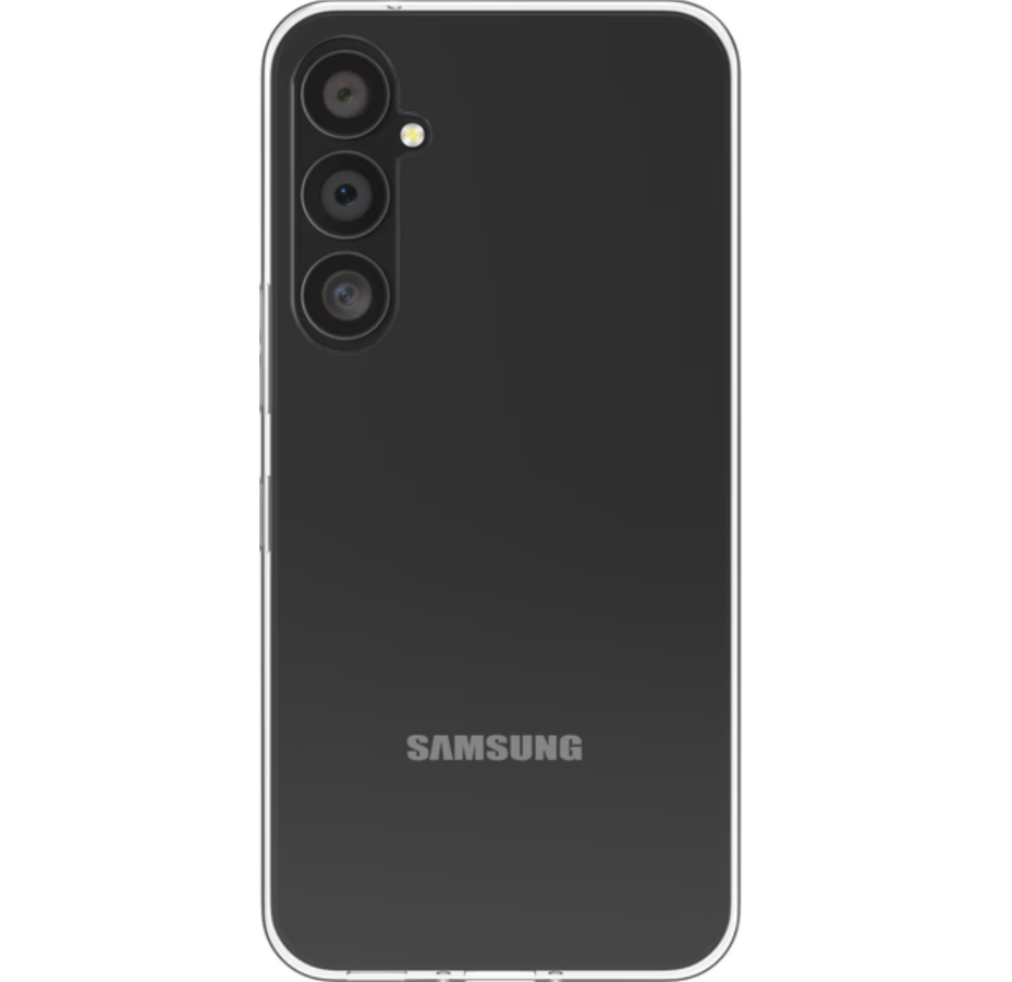 Achterkant van een zwarte Samsung-smartphone.