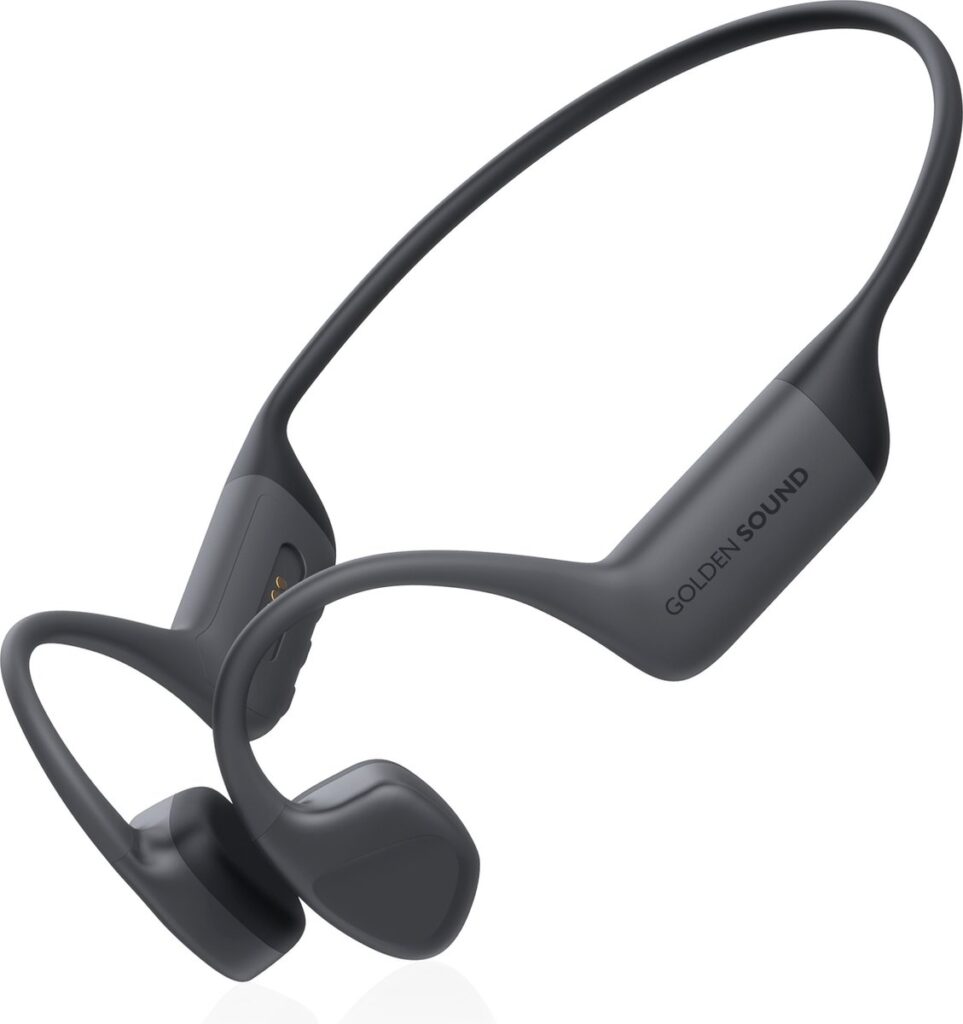 Zwarte bone conduction koptelefoon op witte achtergrond