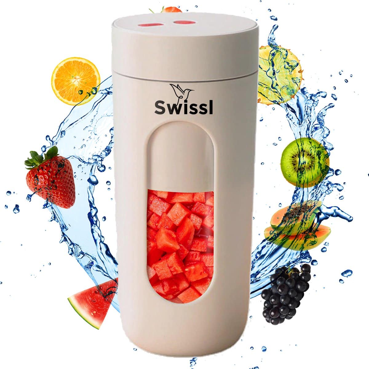 Fruitige blender met water en fruitdecoratie