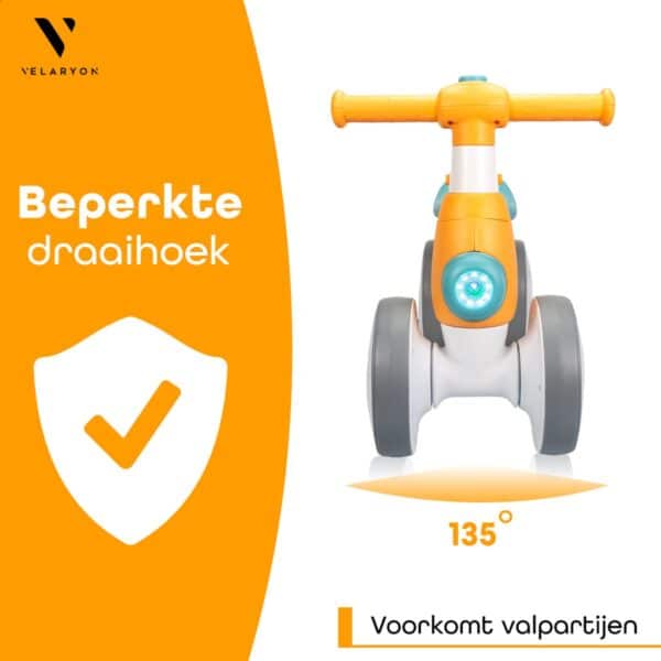 Driewieler met beperkte draaicirkel, valpreventie ontwerp.