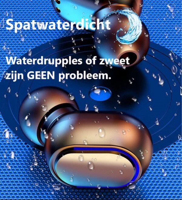 Spatwaterdichte oordopjes met waterdruppels.