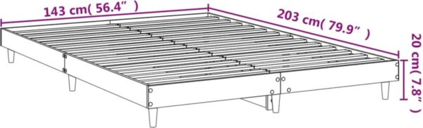 Plattegrond van bed met afmetingen in centimeters.