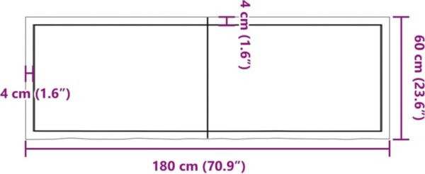 Rechthoekige tafelafmetingen: 180x60x4 cm