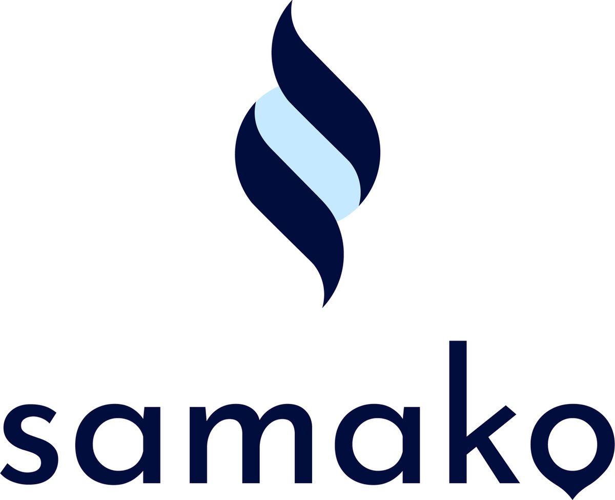 Samako logo met gestileerde blauwe vlam