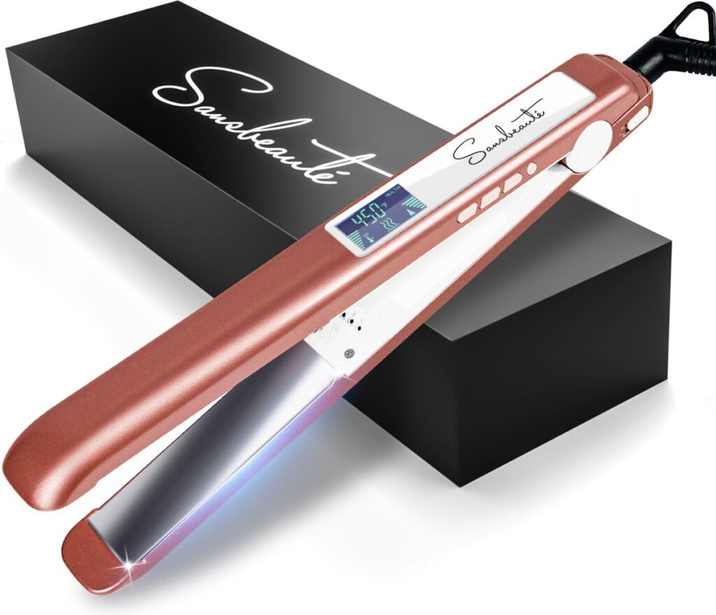 Steiltang met temperatuurdisplay en luxe verpakking.