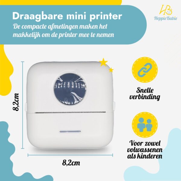 Draagbare mini printer, compact en gebruiksvriendelijk.