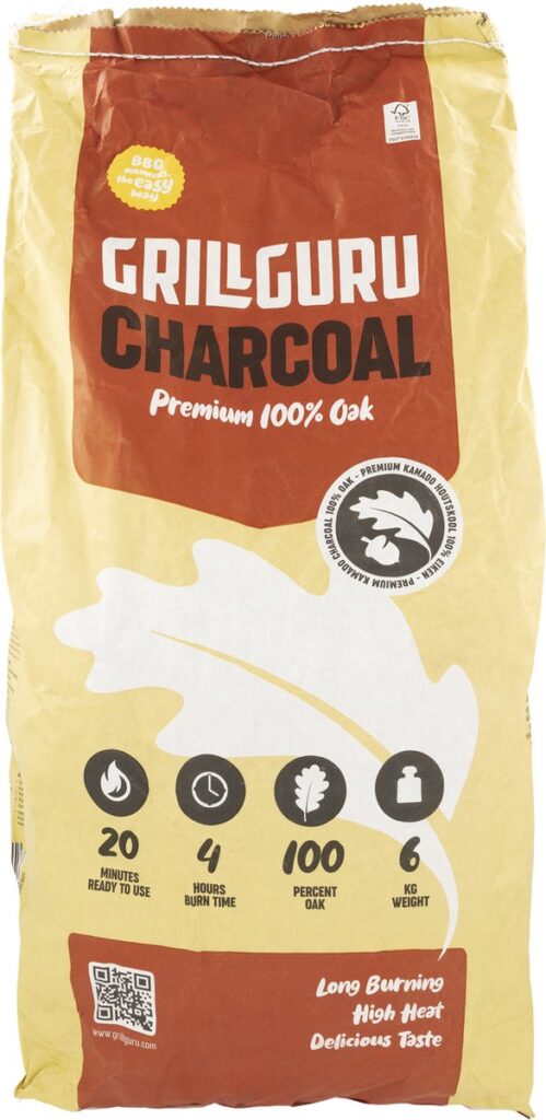GrillGuru houtskoolzak, premium eikenhout, 6 kg.