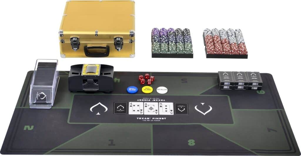 Complete poker set met mat, chips en kaarten