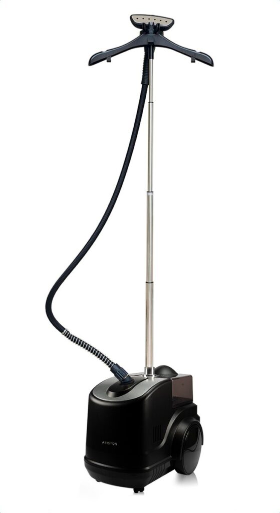 Professionele kledingstomer met slang en hanger.