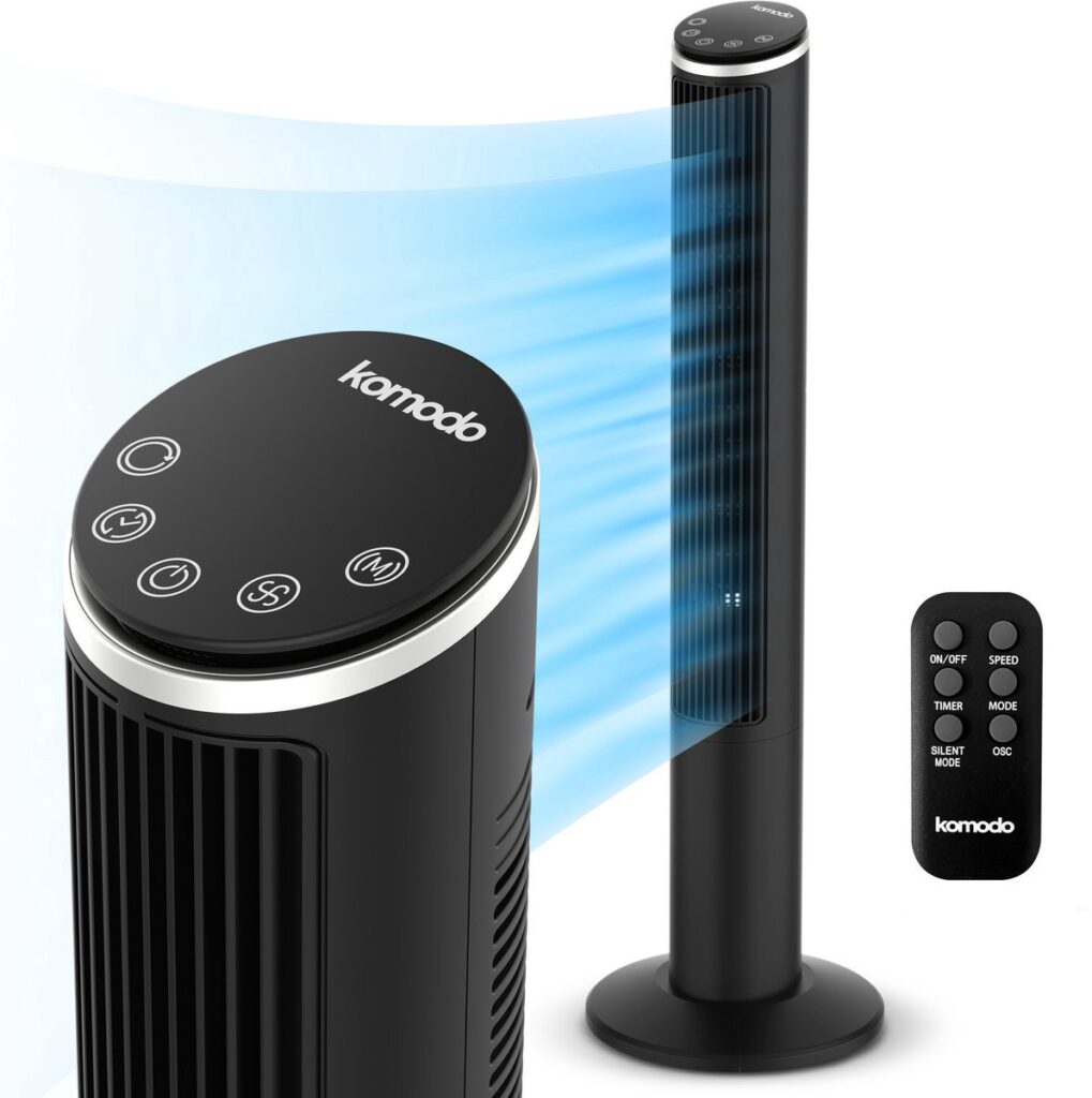 Ventilateur colonne Komodo noir avec télécommande