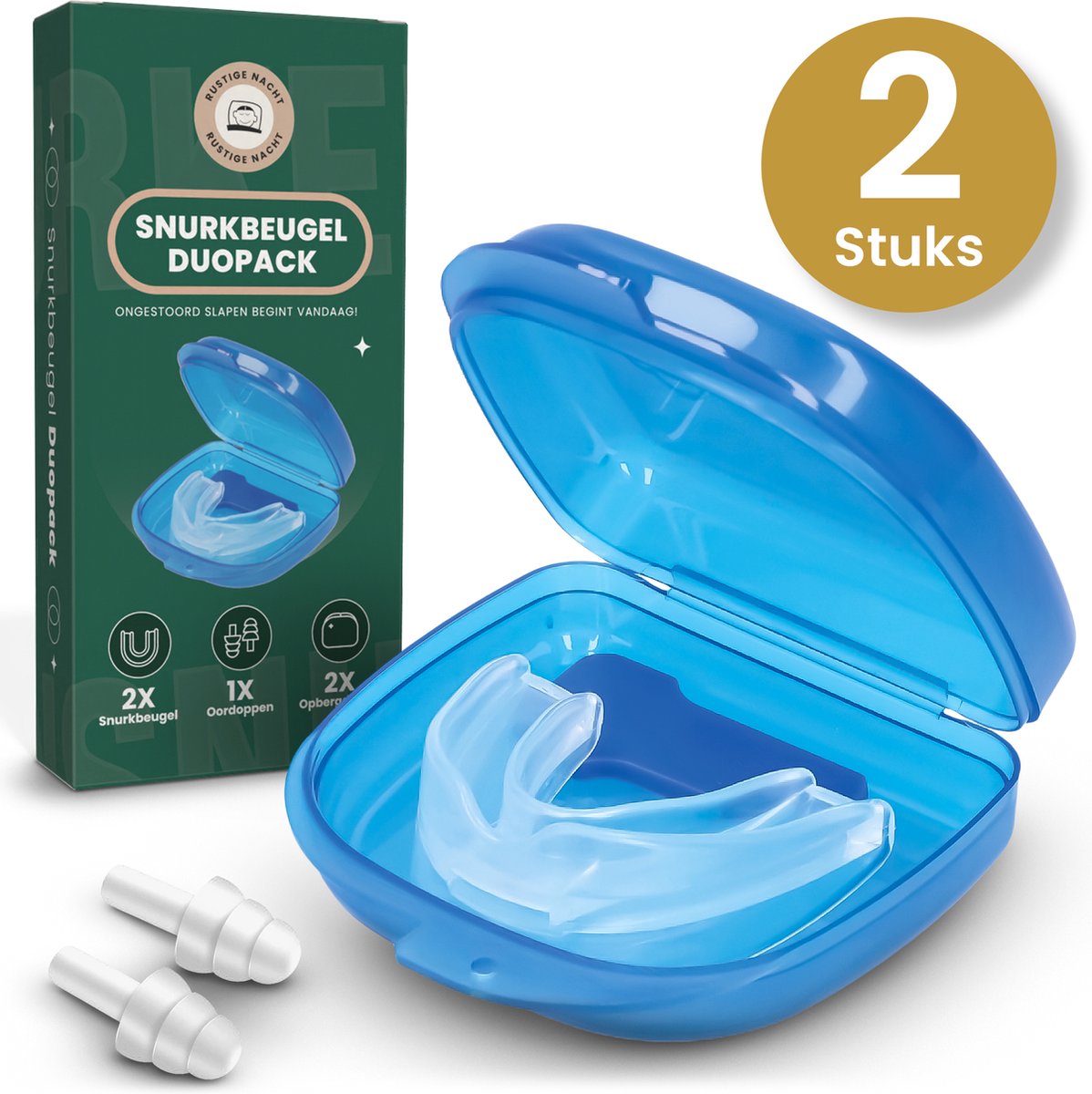 Snurkbeugel duopack met opbergdoos en oordoppen