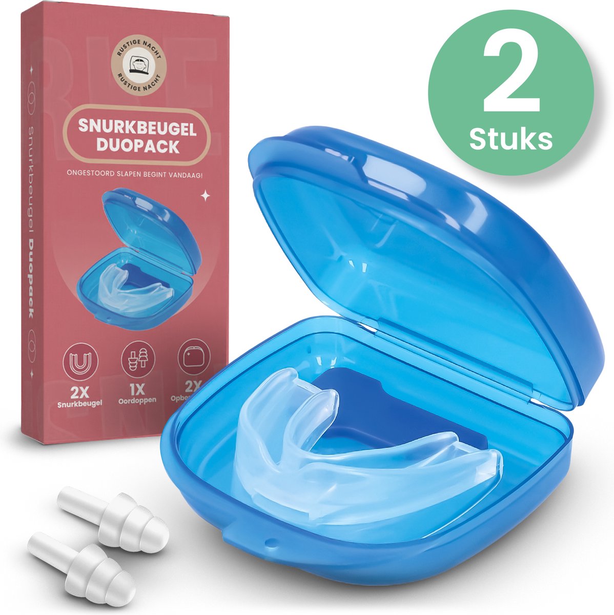 Snurkbeugel duopack met opbergdoos en oordoppen