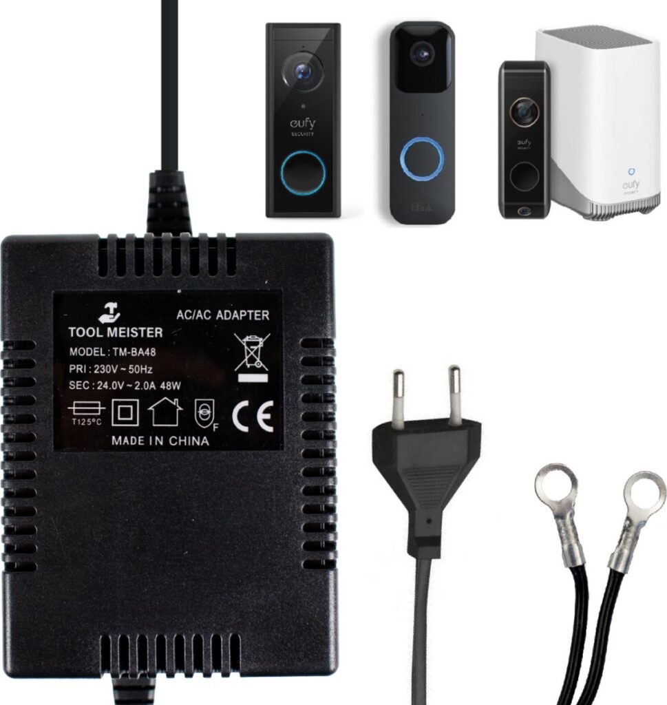 Deurbel en adapter met kabel en stekker