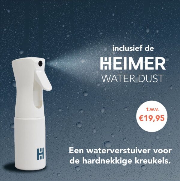 Waterverstuiver tegen hardnekkige kreukels, inclusief HEIMER water.