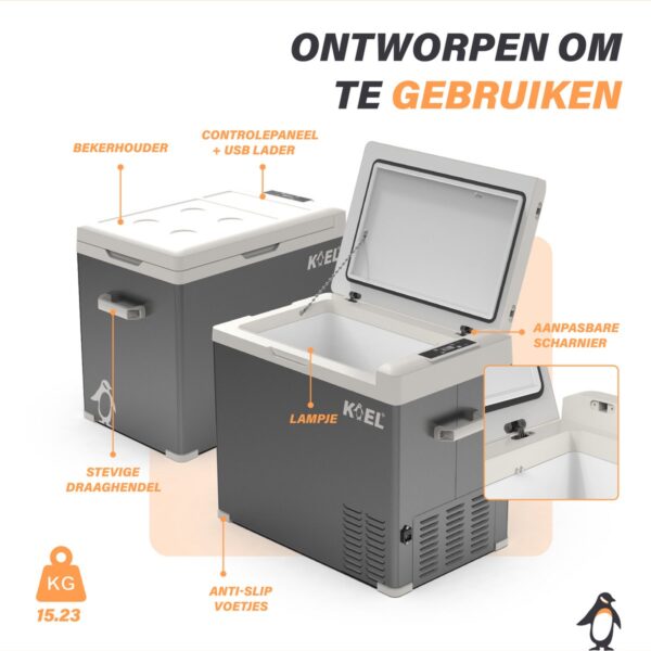 Dubbele koelbox met handvatten en USB-lader