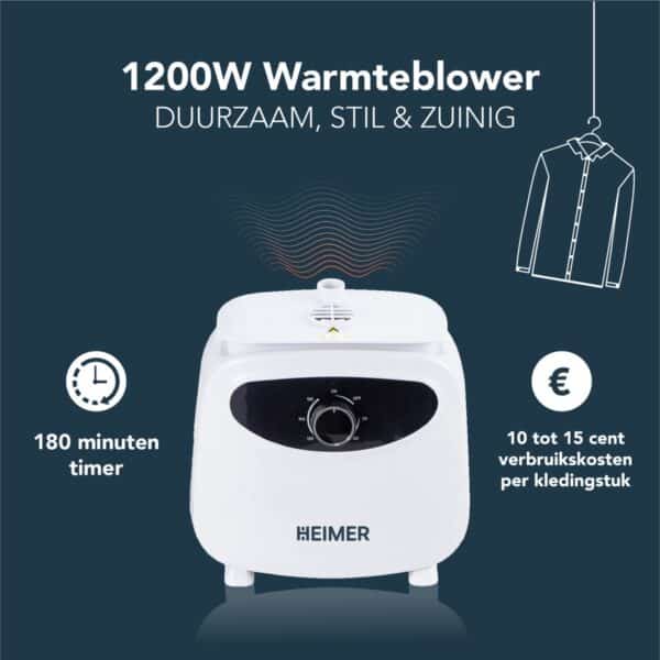 1200W warmteblazer, duurzame en zuinige kledingdroger.