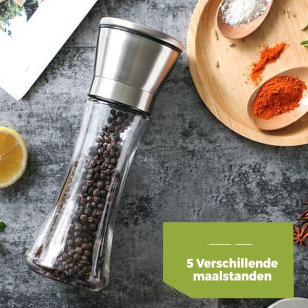 Peper- en kruidenmolen met vijf maalstanden.