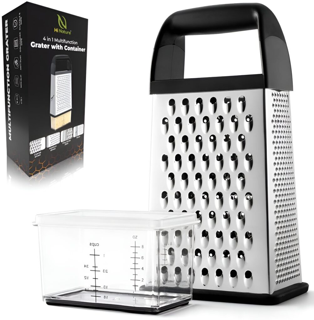 Vierzijdige rasp met opvangbak.