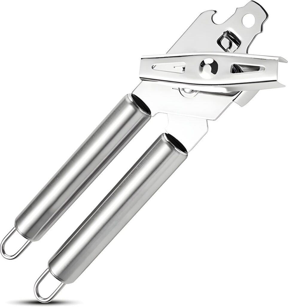 Stainless steel can opener with two handles