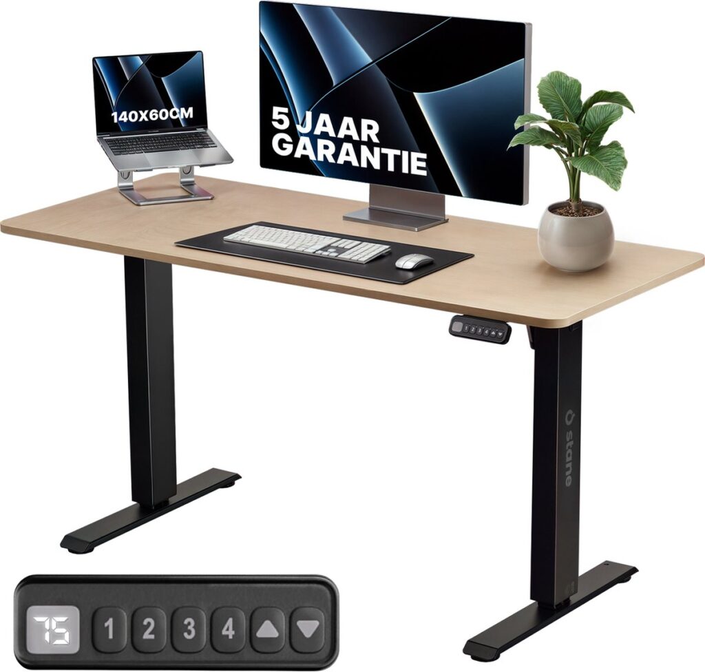 Ergonomisch bureau met verstelbare hoogte en garantie.