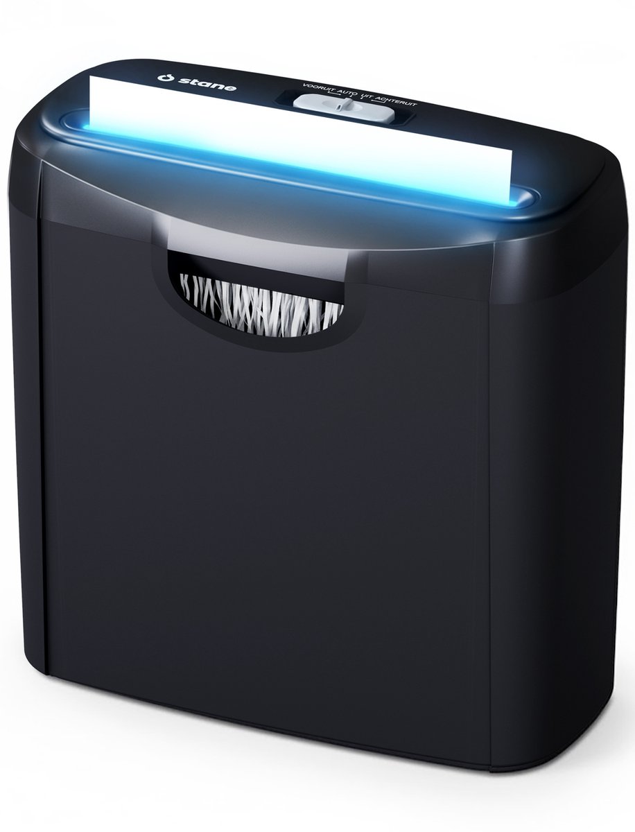 Elektrische papierversnipperaar met wit papier erin