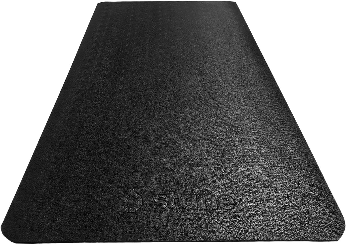 Black stone yoga mat with logo