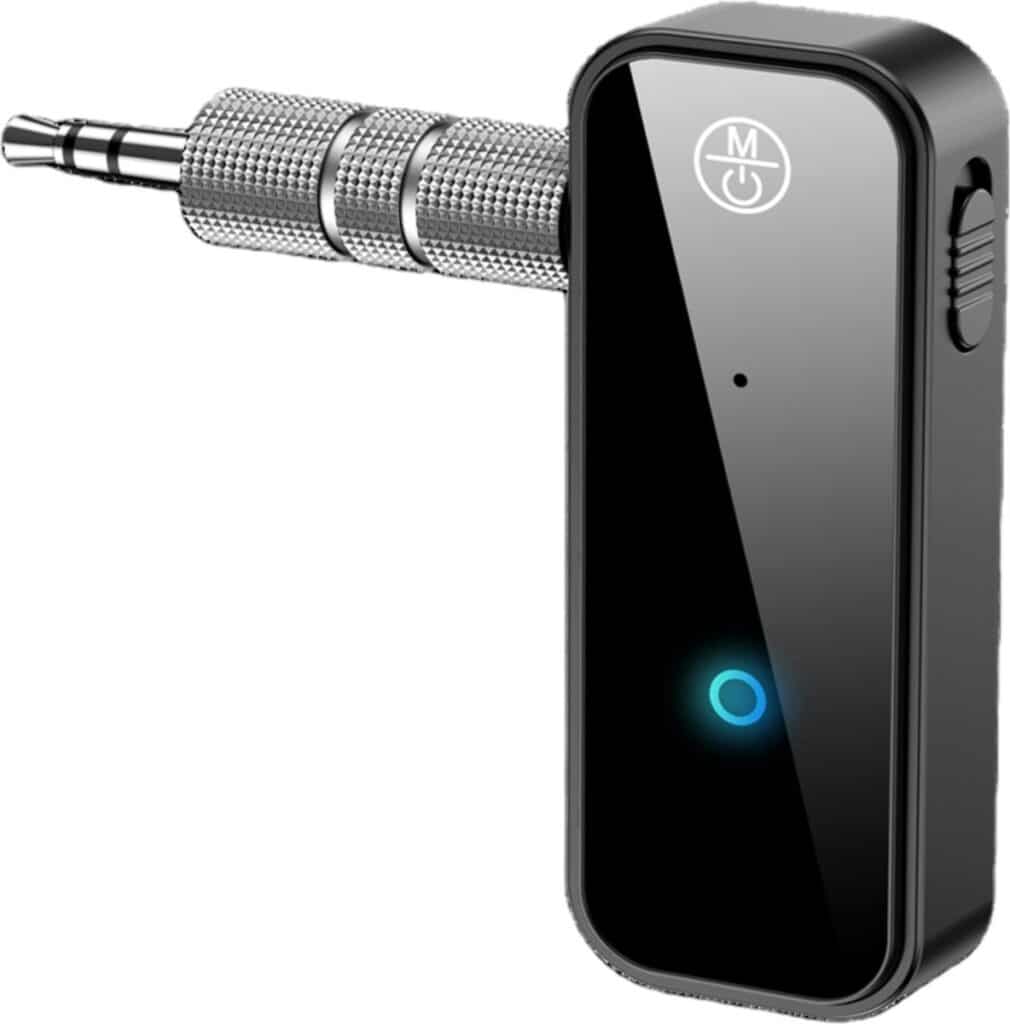 Draagbare Bluetooth audio-ontvanger met AUX-poort.