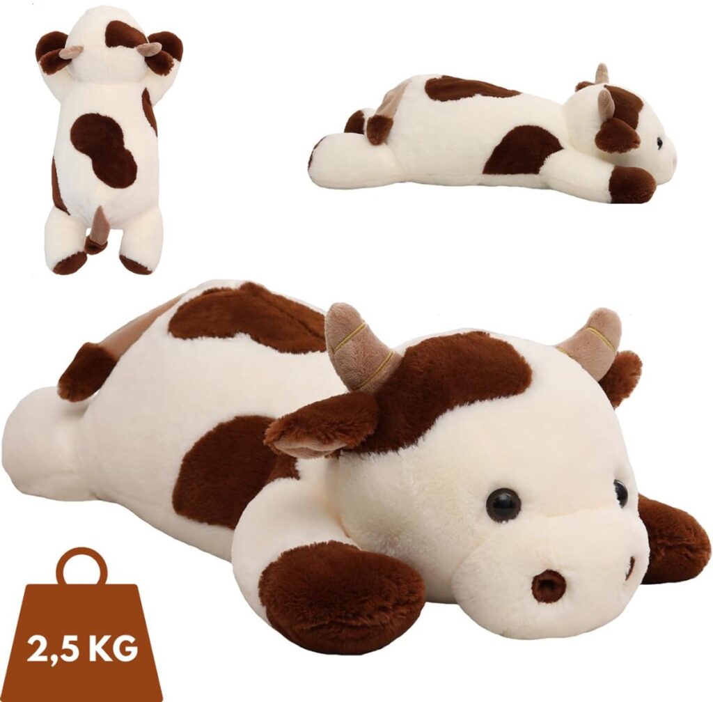 Bruin-witte pluchen koe knuffel 2,5 kg