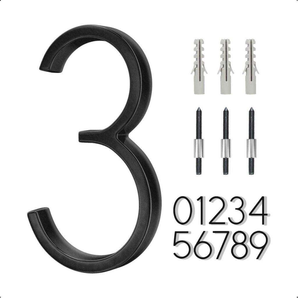 Cijfer 3 met montageaccessoires.