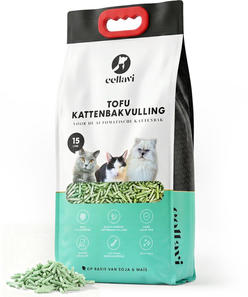 Zak tofu kattenbakvulling met groene korrels