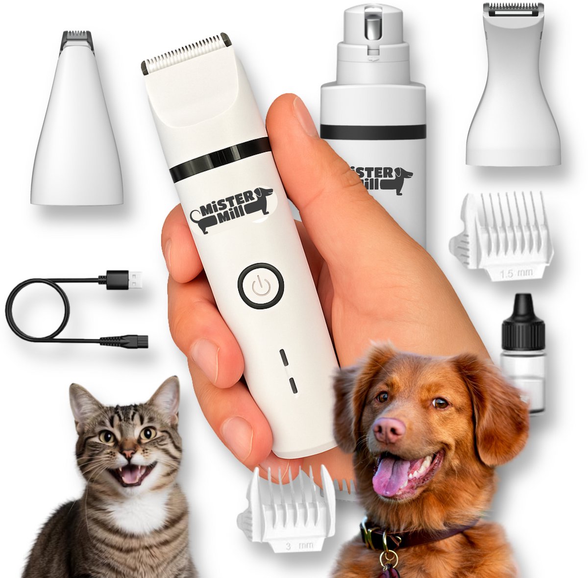 Draadloze tondeuse voor honden en katten met accessoires