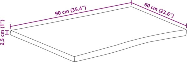 Tafelblad afmetingen: 90x60x2.5 cm.