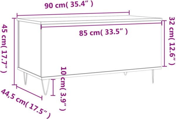 Diagram met maten van een meubelstuk in centimeters.