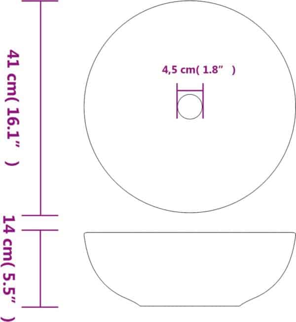 Diagram afmetingen witte schaal