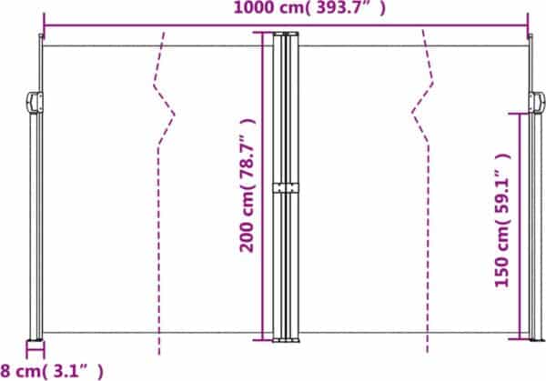 Diagram van afmetingen voor schermruimte