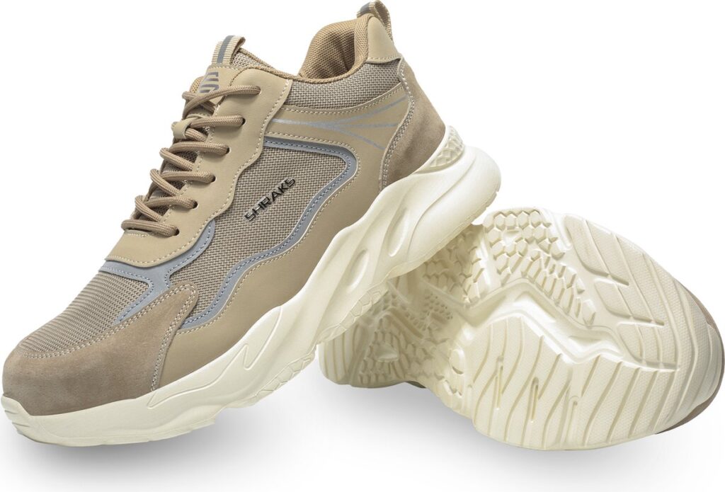 Beige sportieve sneakers met dikke zool