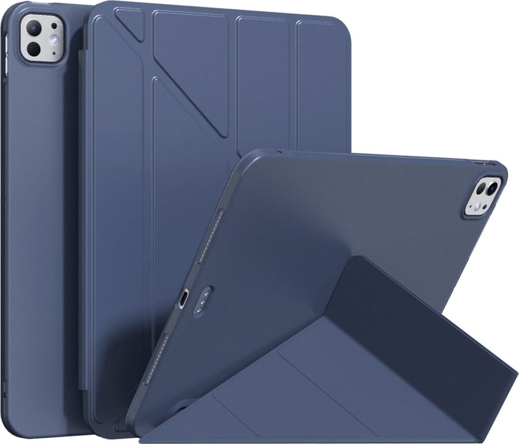 Blauwe tablet hoes met standaard in meerdere posities