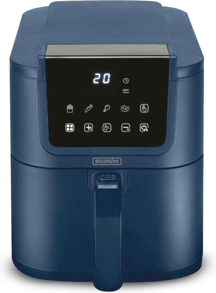 Blauwe Bourgini airfryer met digitaal display