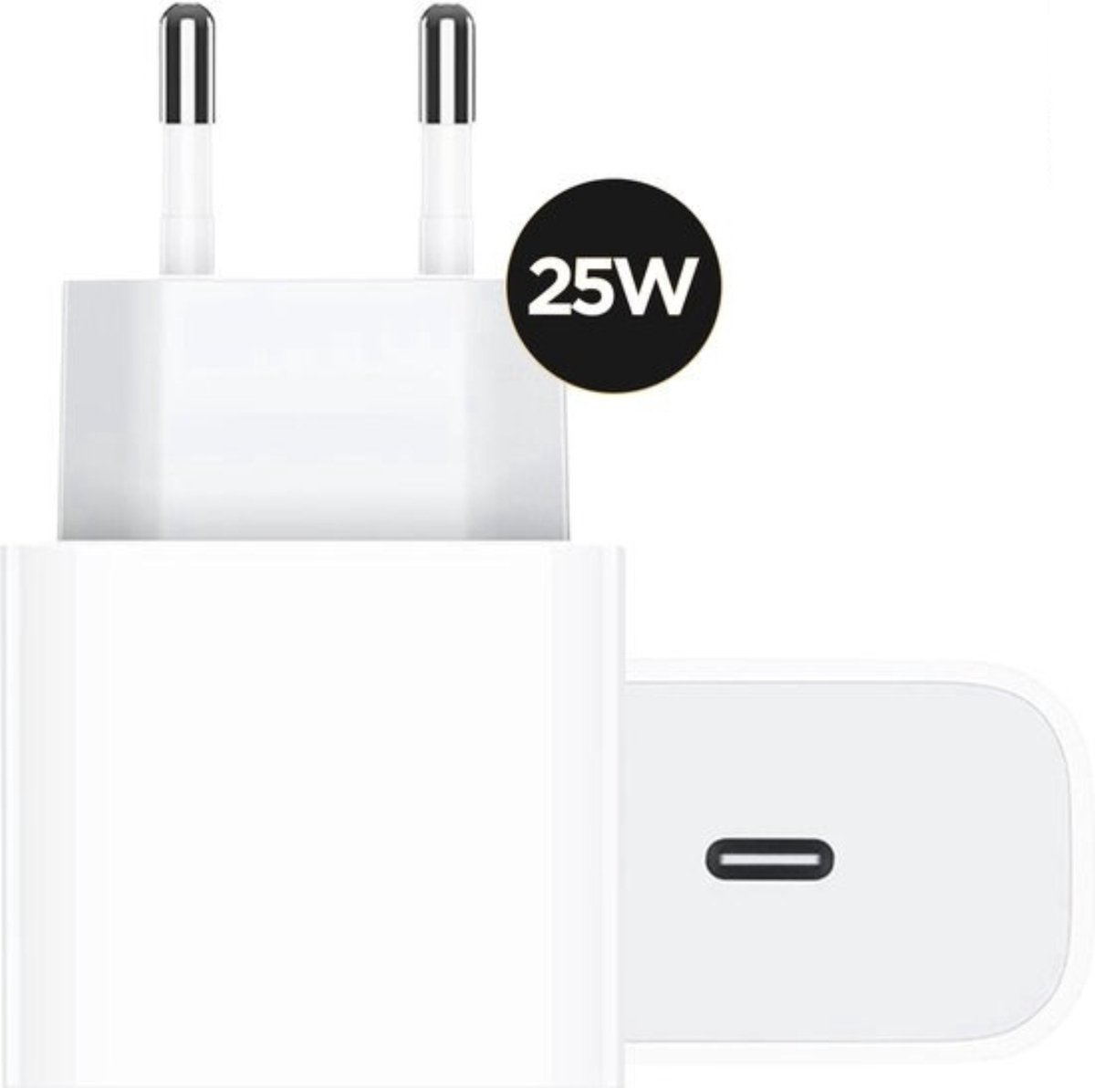 Witte 25W USB-C wandoplader met EU-stekker