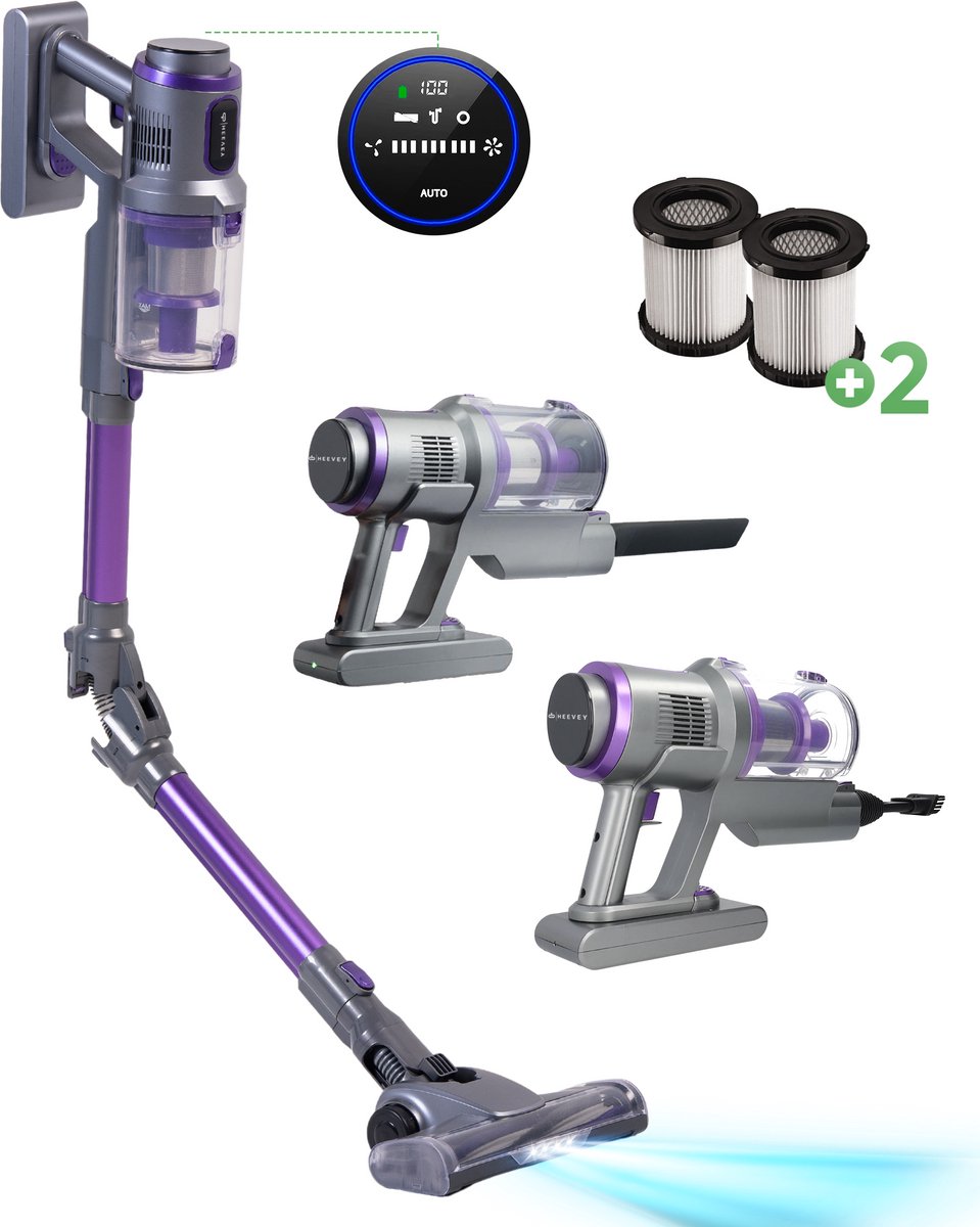 Draadloze stofzuiger met LED-scherm en extra filters
