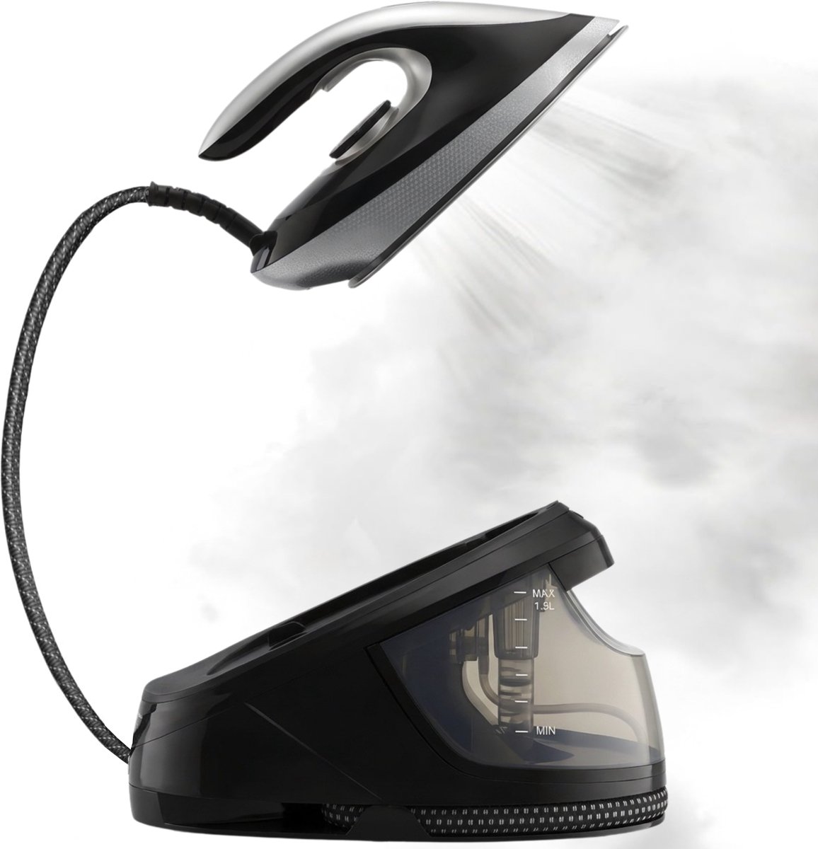 Stoomstrijkijzer met stoomgenerator en waterreservoir