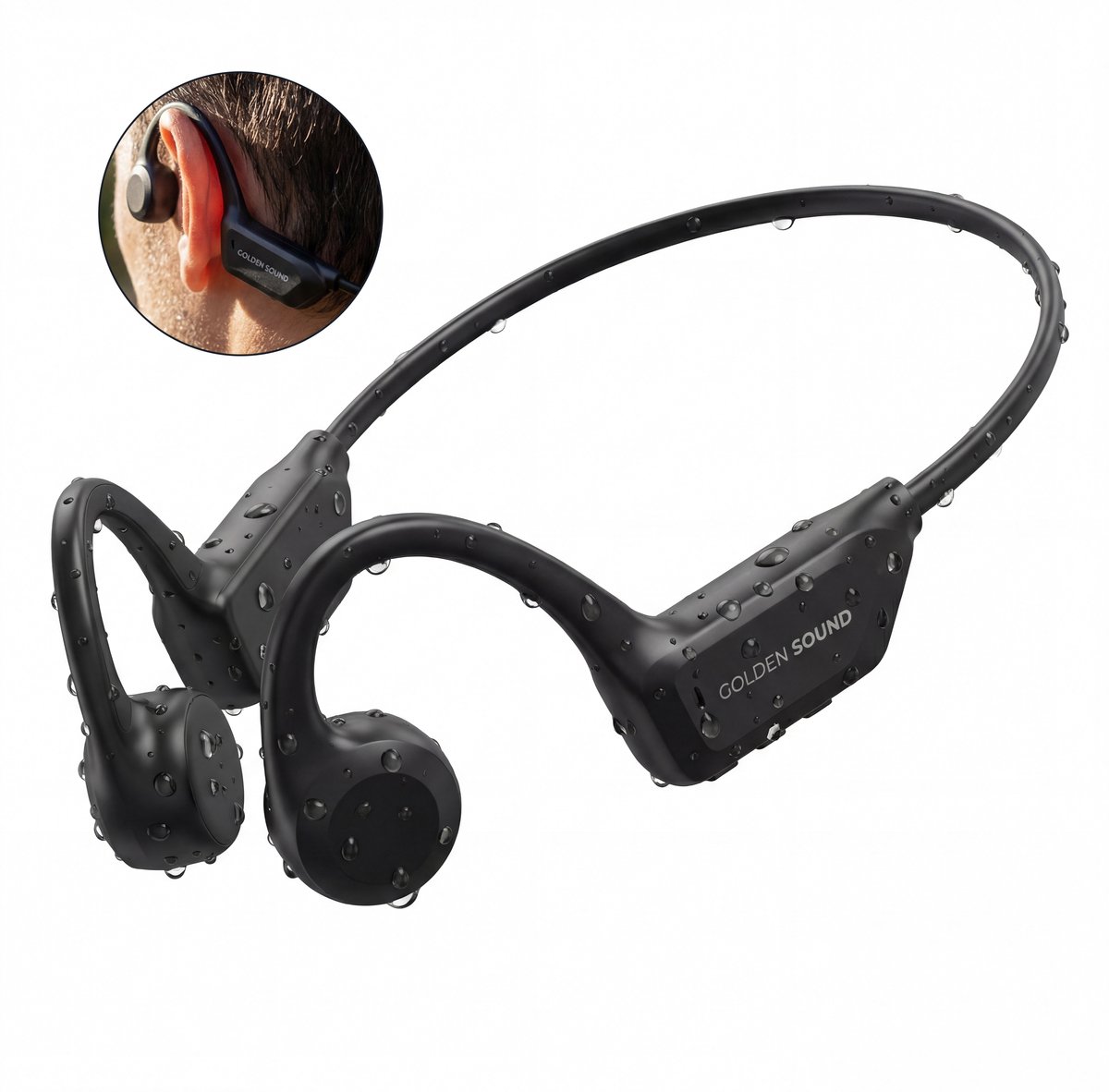 Waterdichte bone conduction koptelefoon met nekband