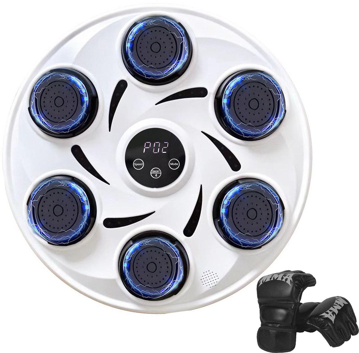 Boksoefenapparaat met handschoenen, digitale interface