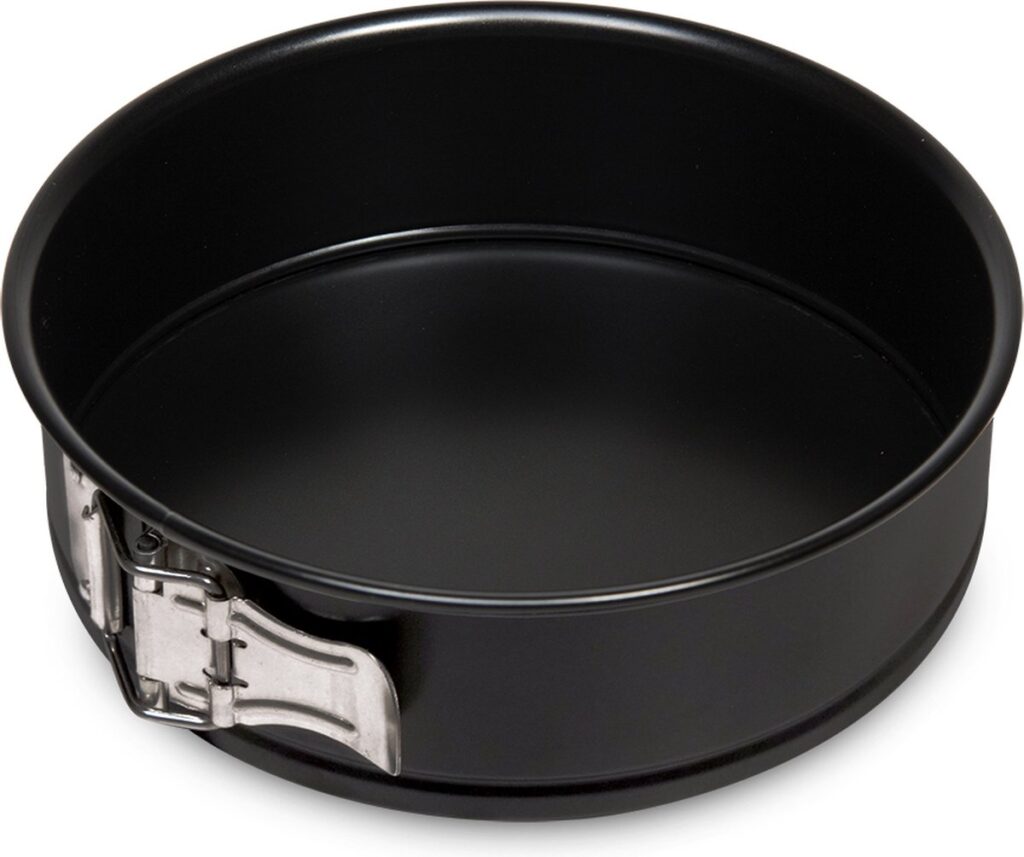 Ronde springvorm met sluitclip, zwart metaal