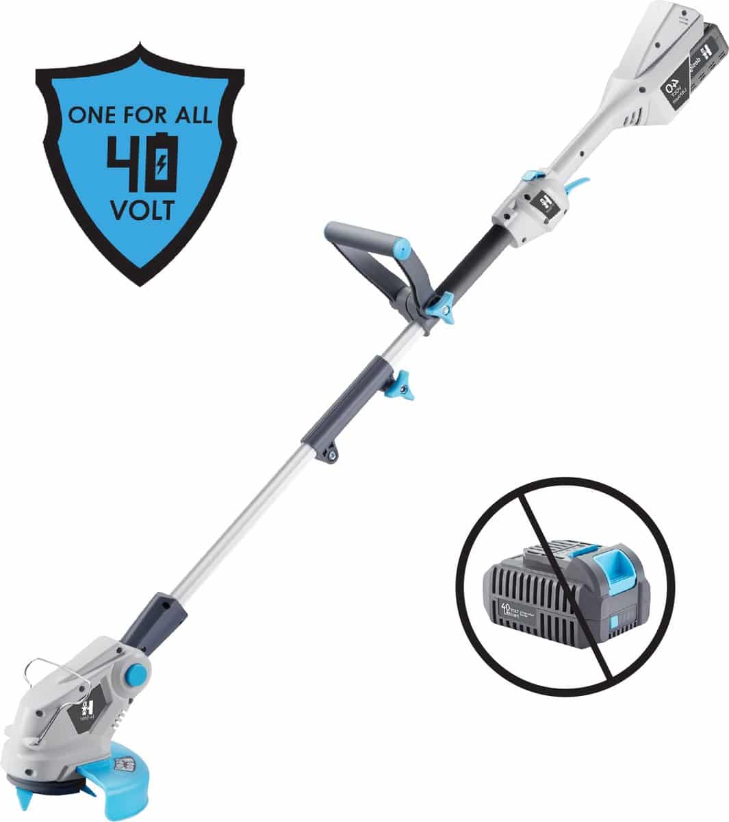 Draadloze grastrimmer met 40 volt batterij, zonder lader.