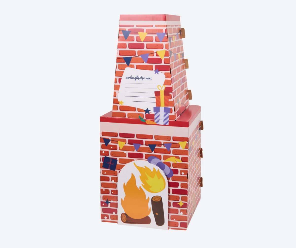 Cardboard chimney with fireplace illustration