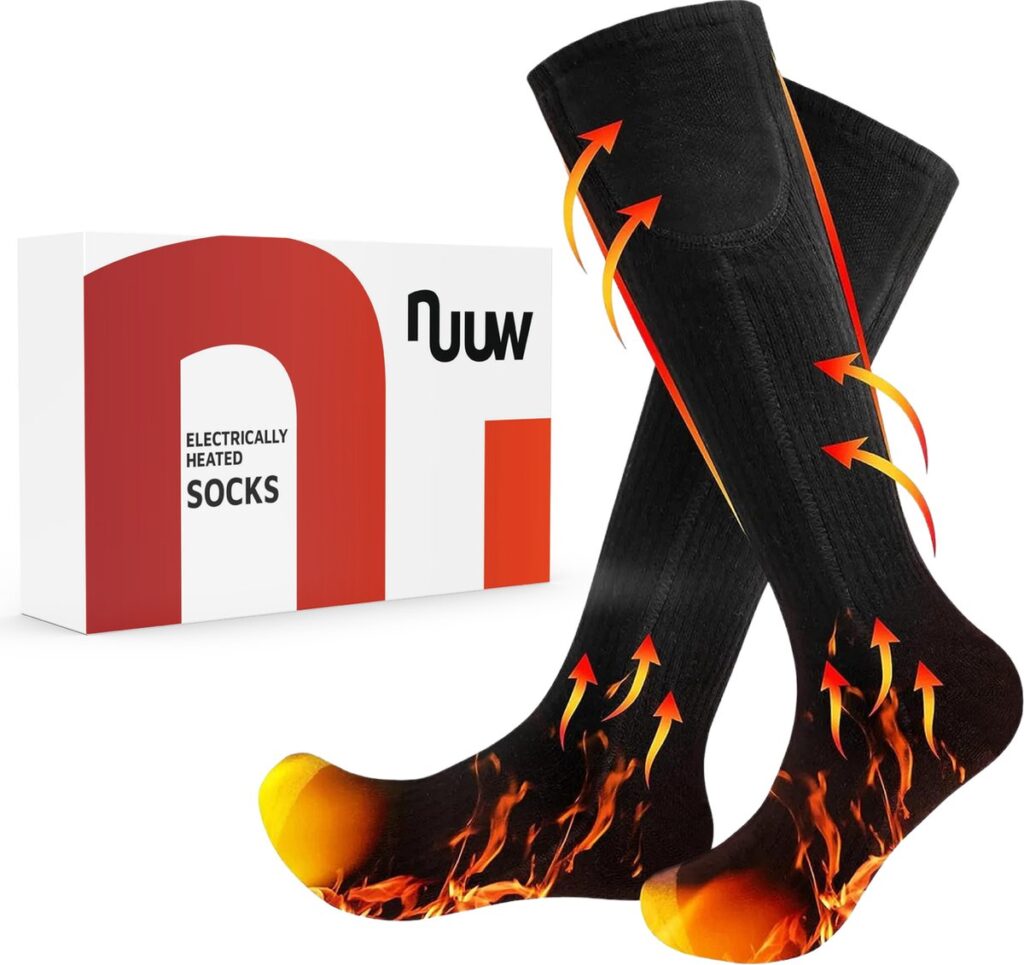 Elektrisch verwarmde sokken met verwarmingspijlen en doos