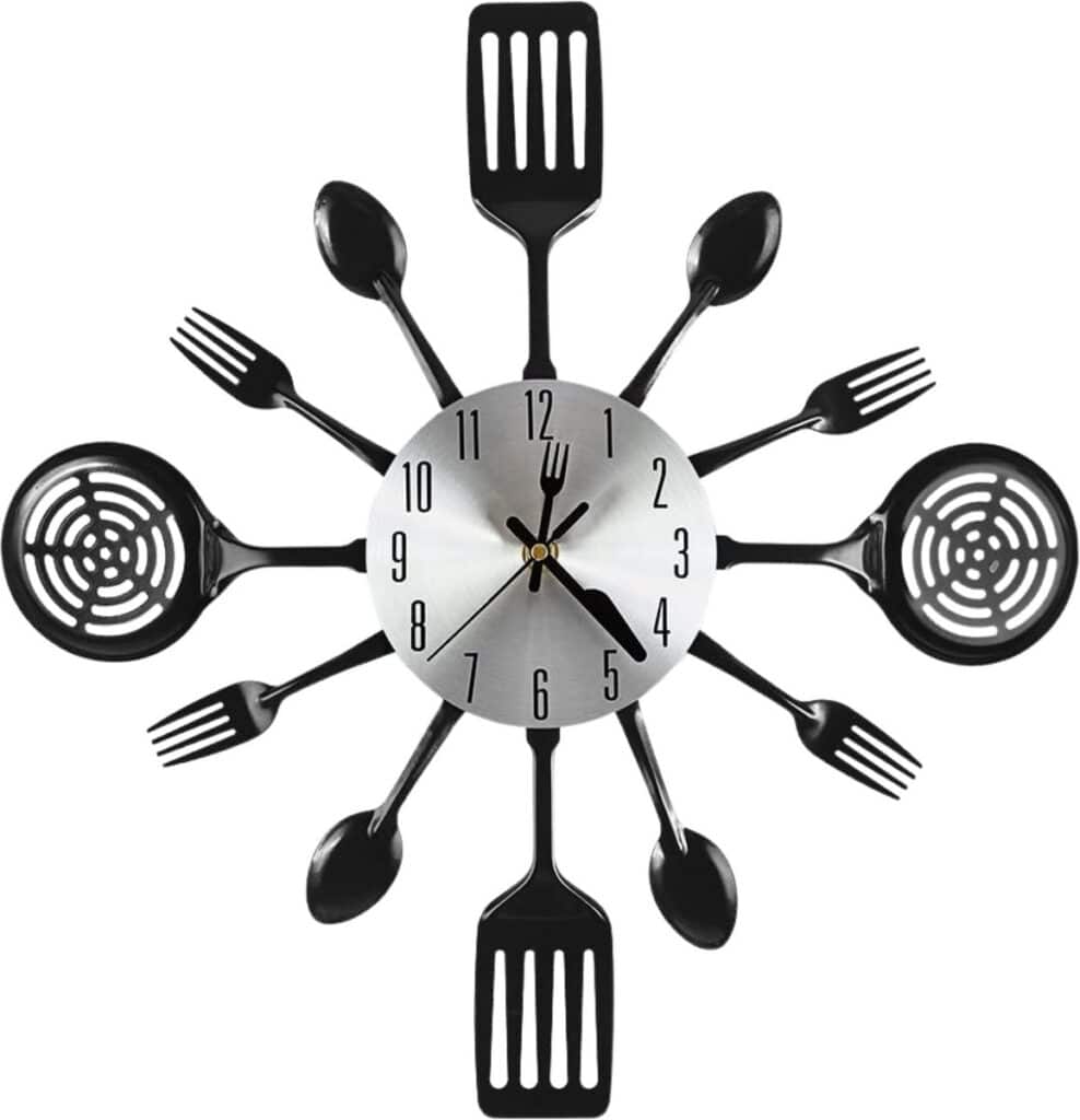 Wandklok met keukengerei design